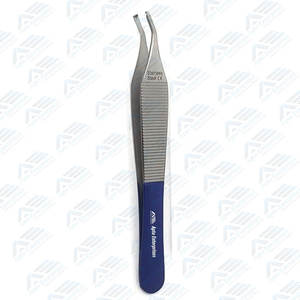 Pince Adson à manche bleu, à dents 1x2, instrument médical, pince à pansement marron, pince chirurgicale incurvée pour tissus de 4,75 po - Product Image 5