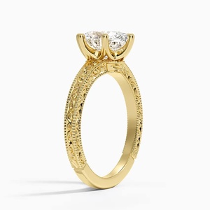 Bague solitaire vintage gravée avec diamant ovale cultivé en laboratoire certifié IGI Vaayu Jewels - Or 10K/14K/18K Argent 925/935 pour mariage - Product Image 3