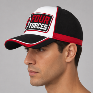 Gorra de Béisbol Four Forces Unisex Ajustable de 6 Paneles con Logotipo Bordado en el Panel Frontal, Estilo Casual, Rojo, Negro, Blanco - Product Image 2
