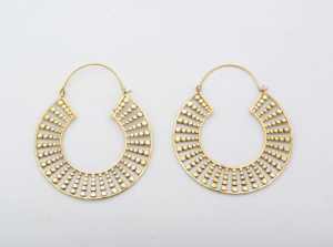 Boucles d'oreilles créoles en laiton doré, style bohème, tendance, vintage, bijoux statement, cadeau unisexe, bohème - Product Image 4