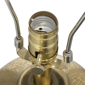 D15x25.7 Gold <b>Table</b> Lamp with <b>White</b> Fabric Shade <b>Round</b> Aluminum Sheet Lamp Shade Assembly Required - Product Image 6