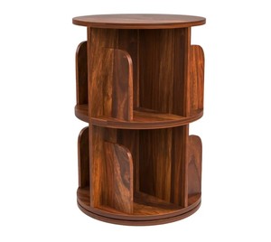 Wholesale 360 Degree Rotating Solid Wood Bookshelf 2-Tier Tabletop Book Organizer Desk <b>Bookcase</b> | Pindel Handicraft - Product Image 6