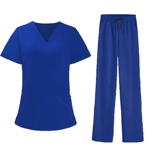 Nouvel ensemble de blouses médicales bleu roi pour femmes, col en V, manches courtes, pantalon uniforme, tenue médicale d'hôpital - Product Image 5