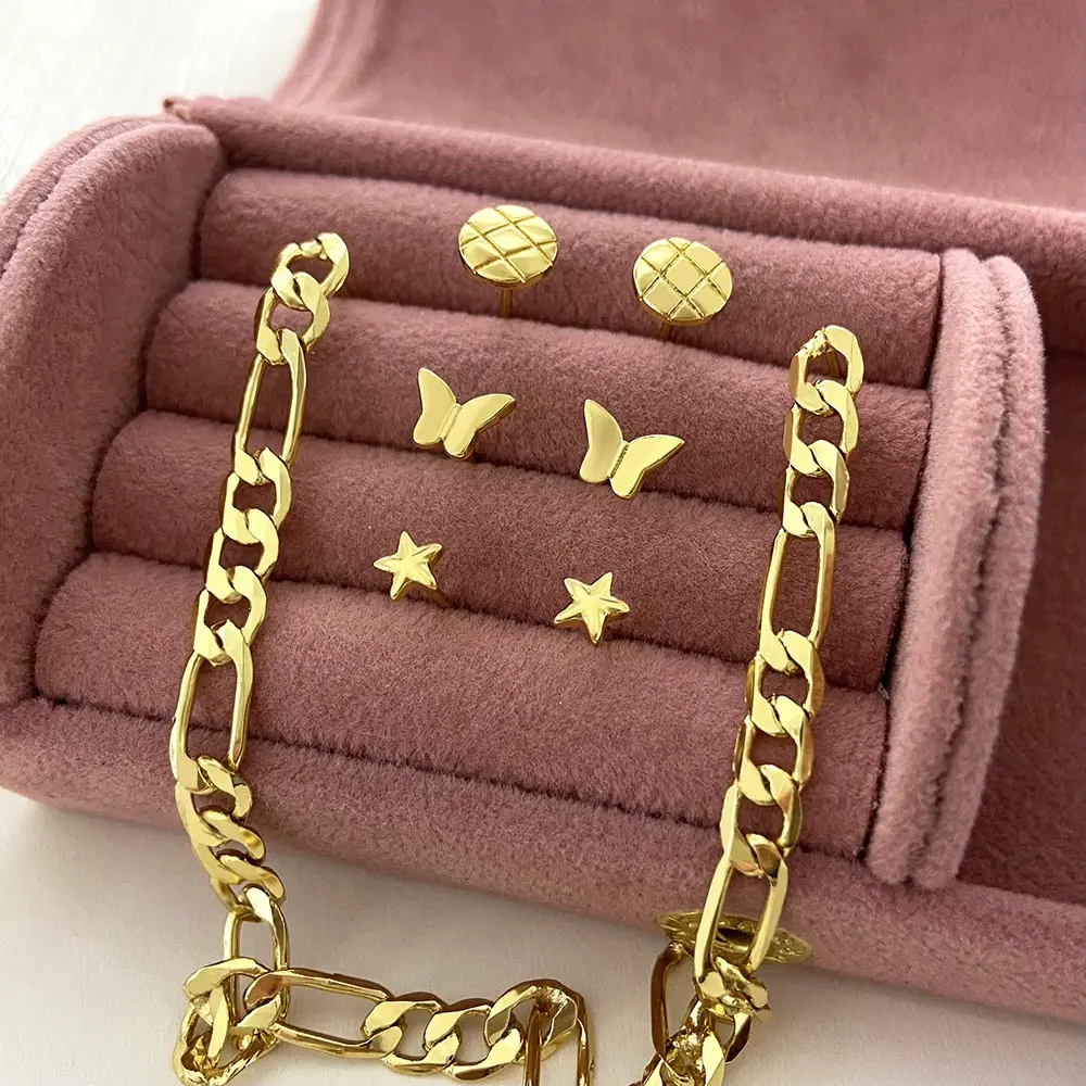 Orecchini personalizzati gioielli orecchini riempiti in vero oro 18 carati Mini orecchini a forma di stella a farfalla