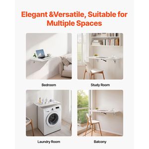 Wall Mounted 47.2 X 19.7 Inches Folding Table Floating <b>Computer</b> <b>Desk</b> with Iron Bracket for Small Spaces - Product Image 6