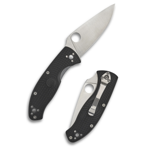 Couteaux de poche pliants à manche noir avec lame à bord plat argenté, trou d'ouverture circulaire pour le pouce, poignée texturée et clip de poche en métal - Product Image 2