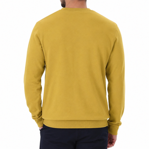 Men's Solid Yellow Crewneck Knitted Long Sleeve Pullover Sweater Autumn Wear Wholesale And Anti-Wrinkled - Product Image 2