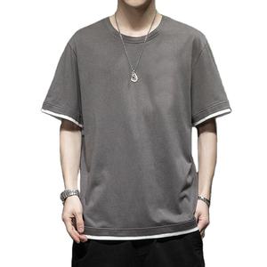 Camiseta de Manga Corta para Hombre, Primavera-Verano, Poliéster y Algodón, Bordada, Transpirable, Holgada, Talla Grande, Estilo Casual - Product Image 1