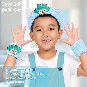 ชุดที่คาดผมและสายรัดข้อมือสำหรับเด็ก ลายการ์ตูนสีฟ้า ปรับได้ ผลิตจากผ้าฝ้าย สไตล์หวาน ใช้ได้ทุกวัน - Product Image 4