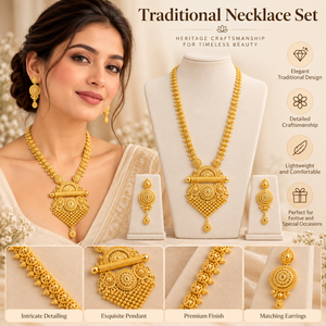 Royal Indian Traditional Necklace <b>Set</b> with Earrings 24K Gold Polish Copper Brass Bridal Wedding Jewelry for <b>Women</b> Wholesale <b>Gift</b> - Product Image 4