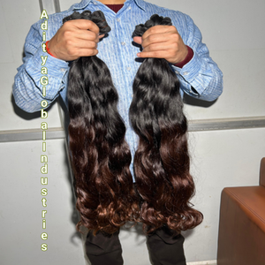 ผมต่ออินเดียแท้ 100% เกรดเวอร์จิ้น คิวติเคิลเรียงเส้นเดียวกัน  แบบคลื่นกลม  ต่อแบบดับเบิ้ลเวฟท์ด้วยเครื่องจักร - Product Image 1