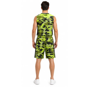 Ensemble de maillot de basket sans manches vert pour homme, imprimé camouflage, débardeur et short à séchage rapide, coupe classique, vêtements de sport d'été - Product Image 5