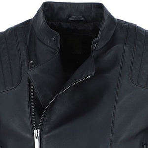 Chaqueta de Motociclista Personalizada para Hombre, de Cuero Genuino Negro, con Hombros Acolchados, Chaqueta de Motociclista Ajustada, Abrigo de Piel de Cordero Suave, Talla Grande - Product Image 5