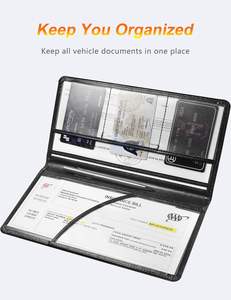 Accesorio para compartimento de camión automático, forro largo de cuero PU, organizador de estuche con logotipo, Cierre magnético para almacenar documentos, papeleo - Product Image 2