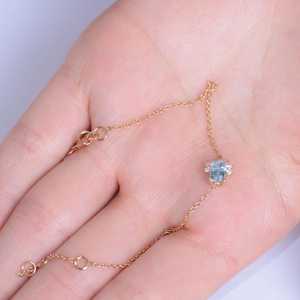 Delicada Pulsera de Aguamarina con Corte Esmeralda, Plata de Ley 925 Certificada, Chapada en Oro Rosa de 14K, Ideal para Regalo - Product Image 2