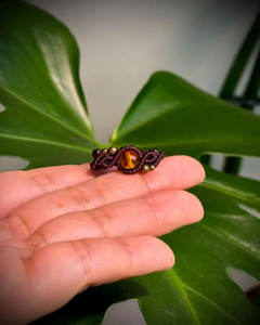 Anillo de Macramé Hecho a Mano, Estilo Boho, Ajustable, con Piedra Natural Certificada IGI, Chapado en Oro de 14K, Joyería Unisex - Product Image 3