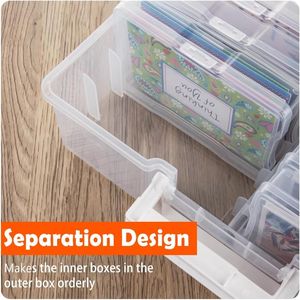 Clear <b>Plastic</b> Photo Storage <b>Box</b> with Handle 16 4-6 Inch Photo Cases for Photos Green Paper & Media Storage Containers - Product Image 2