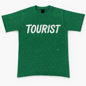 T-shirt à manches courtes pour homme rouge avec imprimé touristique blanc, coupe classique, style décontracté, tissu jersey, col rond - Product Image 4