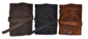 Skull Notebook Recycled Genuine Leather <b>Day</b> Dead Journal Vintage Black Brown Color <b>Diary</b> Blank White <b>Pages</b> Planner Gift - Product Image 3