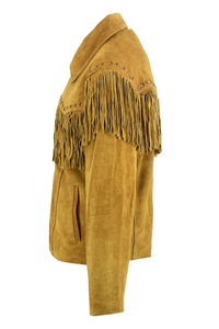 Men Genuine <b>Suede</b> <b>Leather</b> Western <b>Jacket</b> Brown Fringe Tassel Cowboy Motorcycle <b>Jacket</b> - Product Image 2