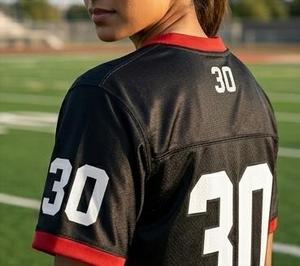 Subhay International Unisex Black <b>Mesh</b> Football Jersey V-Neck Number 30 Moisture Wicking <b>Short</b> Sleeve Regular Fit - Product Image 4