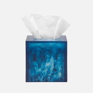 Wholesale Custom Square <b>Blue</b> Swirled Acrylic <b>Tissue</b> Box Cover Travel Toilet <b>Paper</b> Cube Box for Home Bathroom Square <b>Blue</b> <b>Tissues</b> - Product Image 3