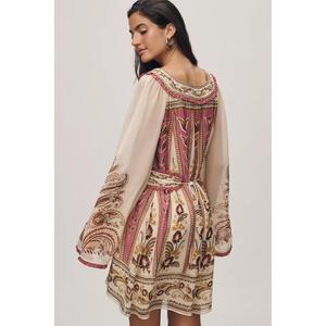 Vestido Casual de Mujer Personalizado de Alta Calidad 100% Algodón, Vestido Mini con Cintura Imperio y Manga Larga con Detalle Fruncido - Product Image 2