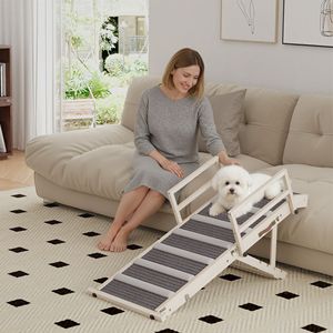 Folding Pet Ramp for <b>Small</b> to Large Pets 4 Adjustable Height From 15\" to 19\" Dog <b>Step</b> with Side Rails Bed & Accessories - Product Image 2