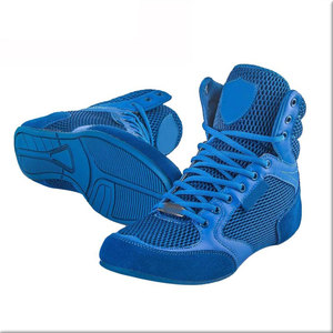 Zapatos de Boxeo Profesionales de Cuero OEM con Cierre de Gancho y Bucle, Ligeros, Transpirables, con Suela Flexible y Amortiguación Suave, Tobillo Alto - Product Image 1