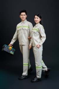 ชุดยูนิฟอร์มทำงานแบบมองเห็นได้ชัดเจนสำหรับผู้ชาย แขนยาว ผ้า TC |   ทนทาน สวมใส่สบาย ระบายอากาศได้ดี ป้องกันรอยยับ ทนต่อการฉีกขาด - Product Image 2