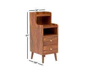Factory Direct Solid Wood Nightstand | Bedside <b>Table</b> with Storage Drawer & Shelf | Modern Rustic Bedroom Furniture | Jodhpur - Product Image 2