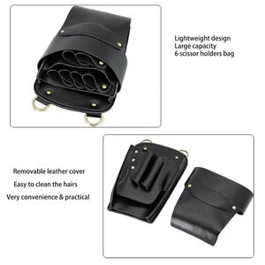 Sac à ciseaux pour coiffeur, pochette de ceinture en cuir PU pour barbier, étui de rangement professionnel pour outils de coiffure avec ceinture par LCI - Product Image 2