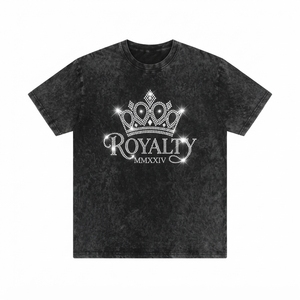 Private Label Custom Boxy Fit Mineral Wash T-Shirt High Density Crystal Rhinestone <b>Logo</b> Wholesale - Product Image 3