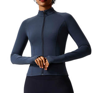 Ensemble de vêtements de sport pour femmes, veste à fermeture éclair, haut à haute élasticité, yoga, course à pied, tenue de sport confortable pour la salle de sport - Product Image 1