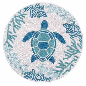 Posavasos Moderno Ecológico Hecho a Mano con Cuentas y Bordado Costero Oceánico para Decoración de Mesa y Tazas - Product Image 2