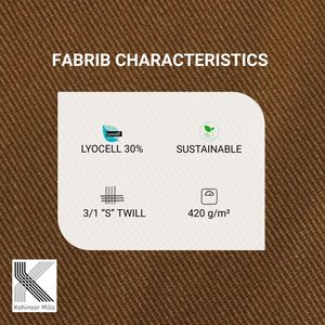 Tela de Sarga 3/1 de 420 g/m², 70% Algodón, 30% Lyocell, Transpirable, Teñido Liso, para Confección de Pantalones y Chaquetas para Hombre, Venta al Por Mayor - Product Image 3