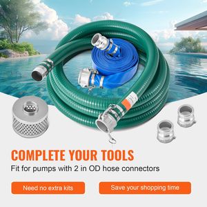 Kit Tubo di Aspirazione per Pompa dell'Acqua con Tubo di Controlavaggio Blu da 2 pollici x 65 piedi, Tubo di Aspirazione Verde da 20 piedi, Filtro a Rete in Acciaio, Accessori per Pompa - Product Image 2