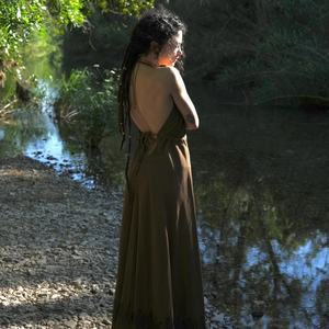 Vestido Maxi Bohemio con Cuello Halter, Estampado a Mano, de Algodón, para Festivales, Vestido Fluido Bohemio de Verano para Vacaciones en la Playa para Mujer - Product Image 4