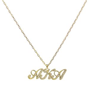 Gold Script Letter Pendant <b>Necklace</b> with Crystal Detail Fine Chain Elegant <b>Statement</b> Women Fashion Jewelry Everyday Party - Product Image 4