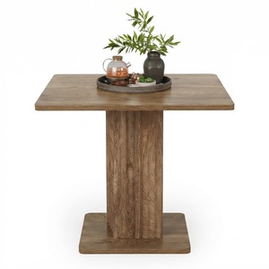 Table de salle à manger moderne de style farmhouse pour 2 à 4 personnes avec base cannelée, petite table de cuisine, 35,4" x 31,5" - Product Image 1