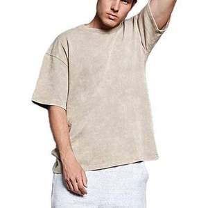 Camiseta de Verano 2025 con Estampado Acid Wash, 100% Algodón, para Hombre, Talla Grande, Holgada, Lisa, Casual, Vintage, Unisex, con Patrón Sólido - Product Image 2