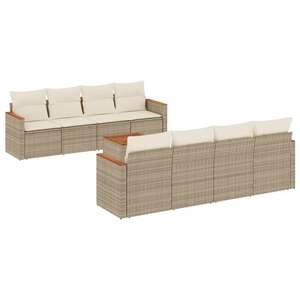 Conjunto de Sofás Modulares Grandes de Ratán Sintético PE Beige para Jardín, Muebles Modulares Cómodos para Exteriores - Product Image 2