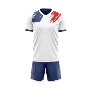 Camiseta de Fútbol Azul para Hombre con Diseño de Hombros Blancos y Rojos, Uniforme Transpirable de Poliéster, Talla Adulto - Product Image 2