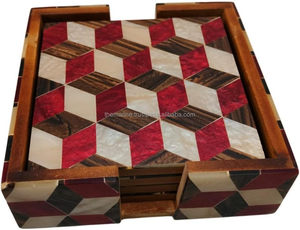 Handmade Wood <b>Coaster</b> <b>Sets</b> Unique Rustic Wood Multi Color 4 Pcs <b>Coaster</b> <b>Set</b> for Cup Glass Table Decoration - Product Image 2