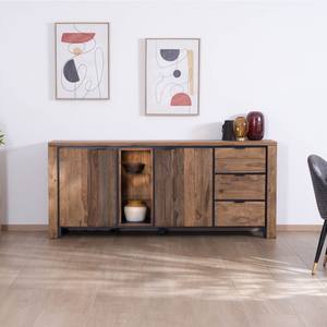 Vandana Crystal Craft-storage <b>sideboard</b> with glass shelves Enoa in rosewood and acacia 200 cm - Product Image 1