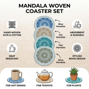 Alfombras de Yute Trenzado Natural |   Tapetes Cuadrados Tejidos a Mano Ecológicos y Contemporáneos para Encimeras de Cocina, Hogar Sostenible - Product Image 6