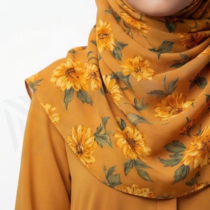 Hiyab de Chifón con Estampado Floral para Mujer, Suave al Tacto, para Uso Diario, Pañuelo Étnico de Oriente Medio - Product Image 6