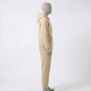 Unisex Solid Color Hooded Sweatshirt And Joggers Set Cotton Breathable Loose Fit Casual Autumn Wear Full Length Custom <b>Tracksuit</b> - Product Image 5