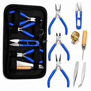 Kit de herramientas para hacer joyas, alicates de acero inoxidable con mangos azules, juego de 8 piezas para manualidades DIY - Product Image 6