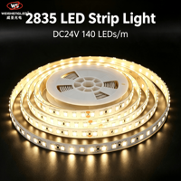 140led/m CV SMD2835 LED Strip, Housing Tembaga, Peringkat Proteksi IP20, CRI80, Dapat Diredupkan.